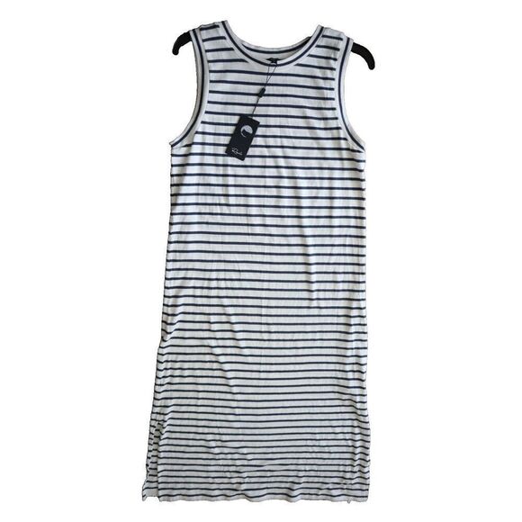 Rails Women's Sz L White/Navy Sailor Stripes Sleeveless Midi Tank Dress - Picture 1 of 11